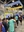 A line forms heading toward the La Sierra University exhibit booth where free university-branded t-shirts are being distributed. (Photo courtesy of William Chunestudy)