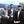 La Sierra students Kenton Brandmeyer, left, and David Barrales, right, along with alumnus Chris Bauman spend time together at the business school during the Young Alumni Mixer.