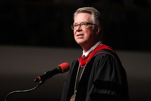 La Sierra University President Randal Wisbey speaks during convocation.